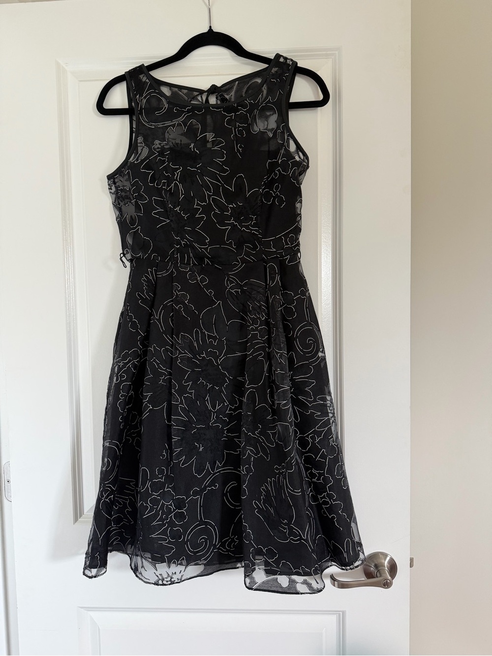 WHBM Black Floral Overlay Dress